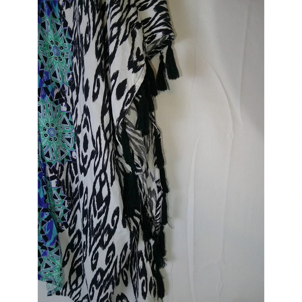 Ruby Rd Woman 2X Geometric Print Tassel Kimono Kaftan Top - Picture 4 of 5